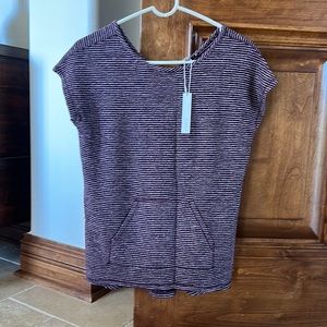 BRAND NEW (NWT) Women's Lilla P stripped t-shirt in plum, XS
